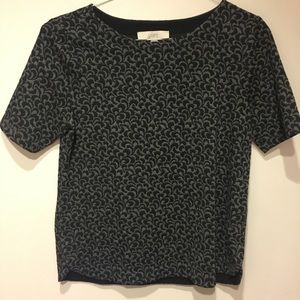 LOFT short sleeved gray and black patterned top